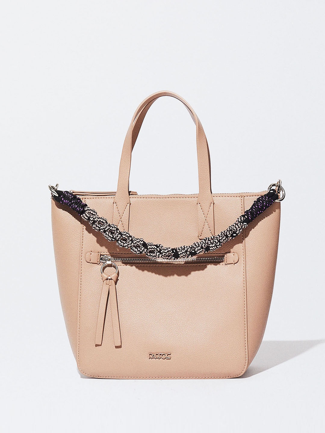 

PARFOIS Textured Structured Handheld Bag with Rope Handle, Beige