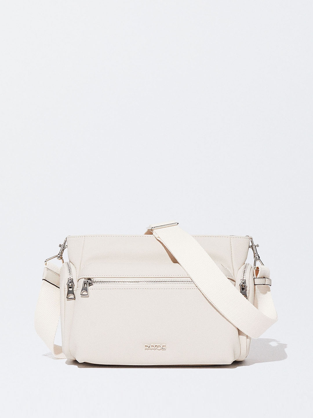 

PARFOIS Women Geometric Textured Sling bag, Off white