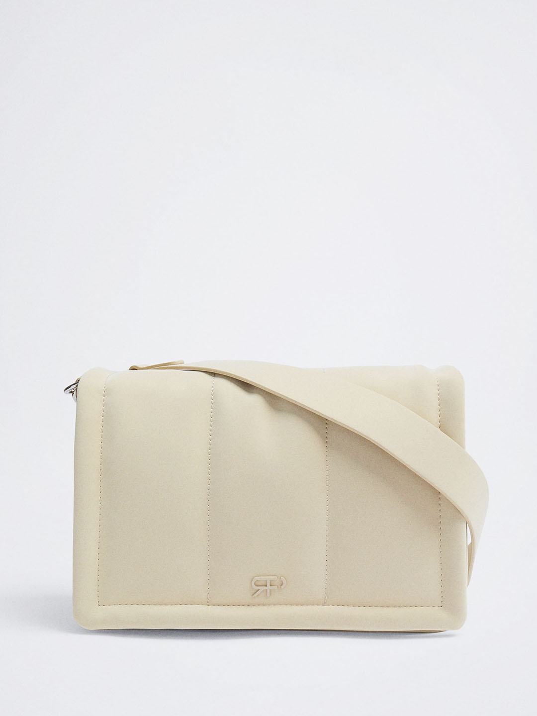 

PARFOIS Quilted Structured Sling Bag, Off white
