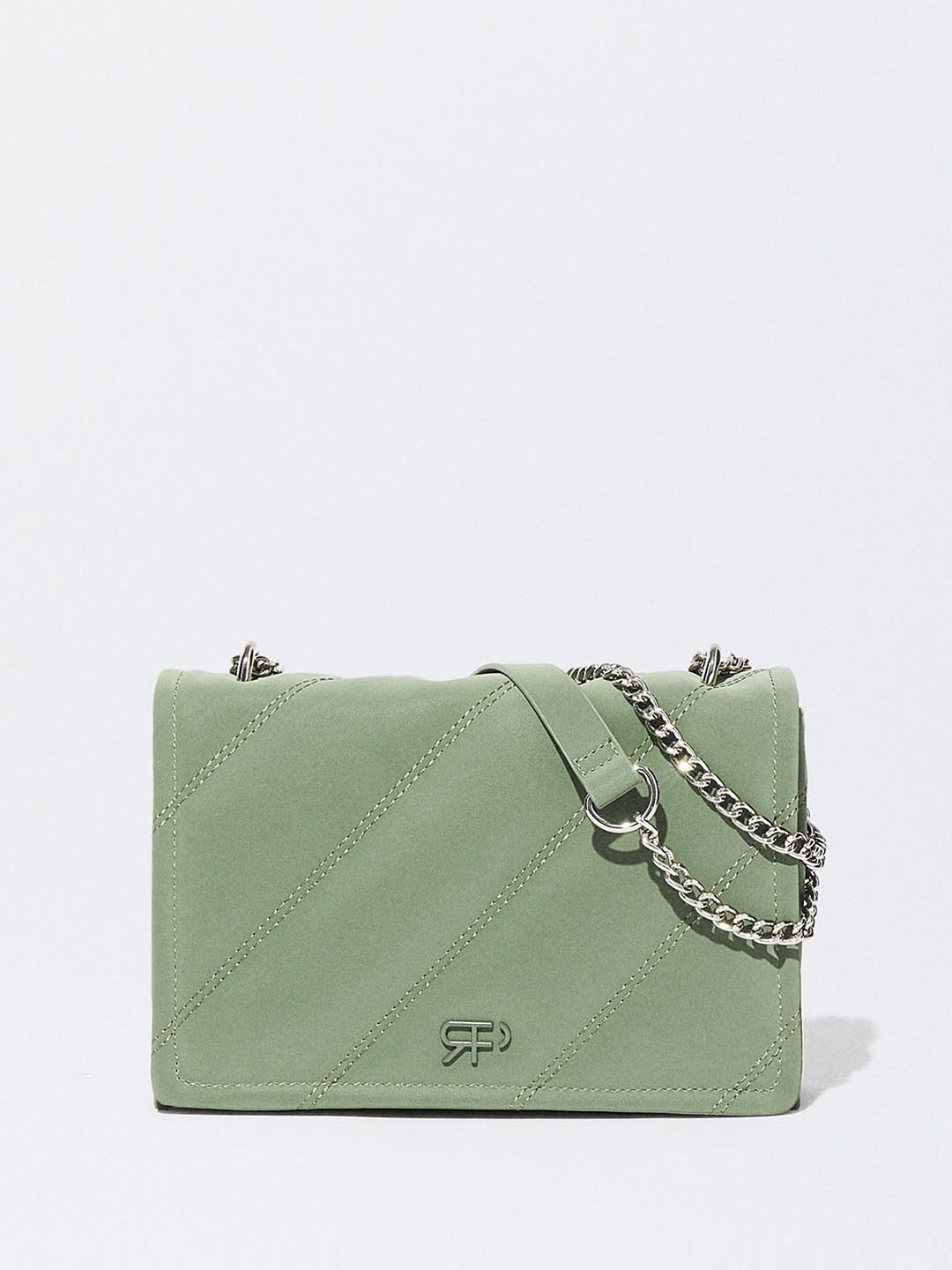 

PARFOIS Embroidered Stripes Structured Shoulder Bag, Green