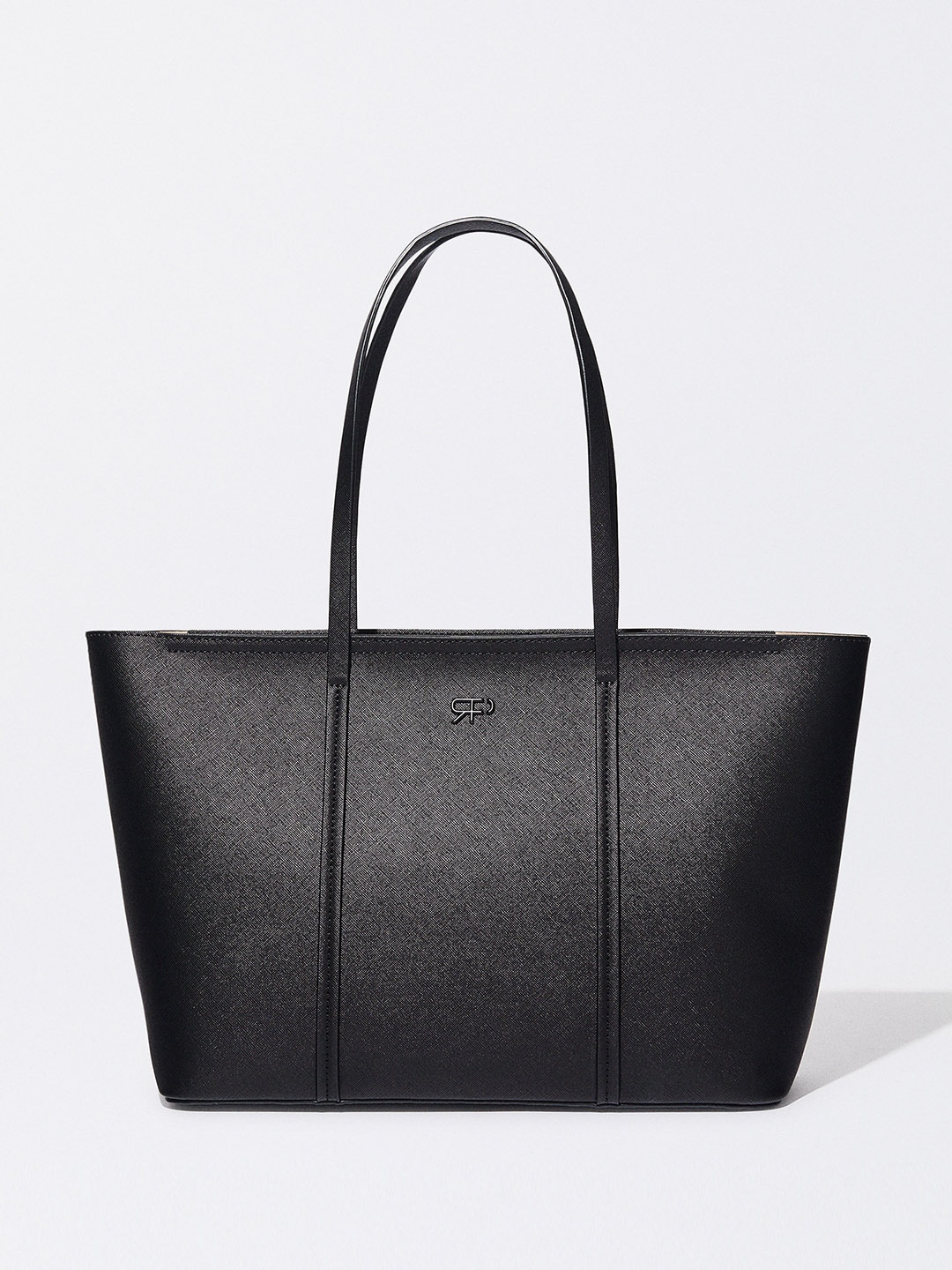 

PARFOIS Women Saffiano Textured Structured Shoulder Bag, Black