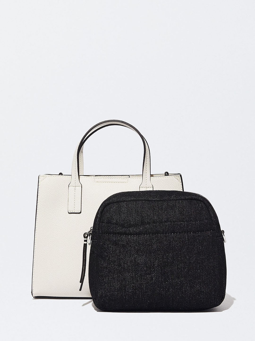 

PARFOIS Structured Handheld Bag with Pouch, Off white