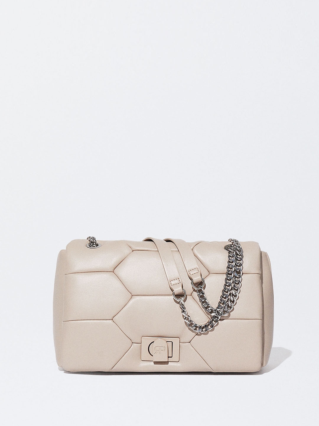

PARFOIS Women Structured Quilted Shoulder Bag, Beige