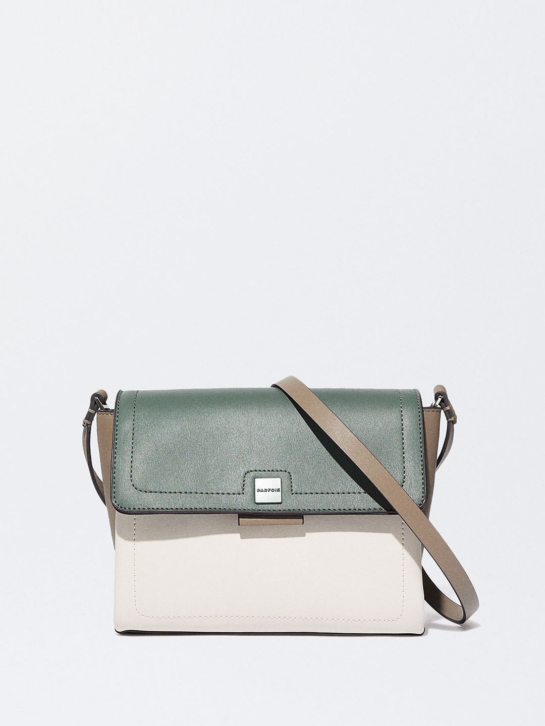 

PARFOIS Colourblocked Structured Sling Bag, Green