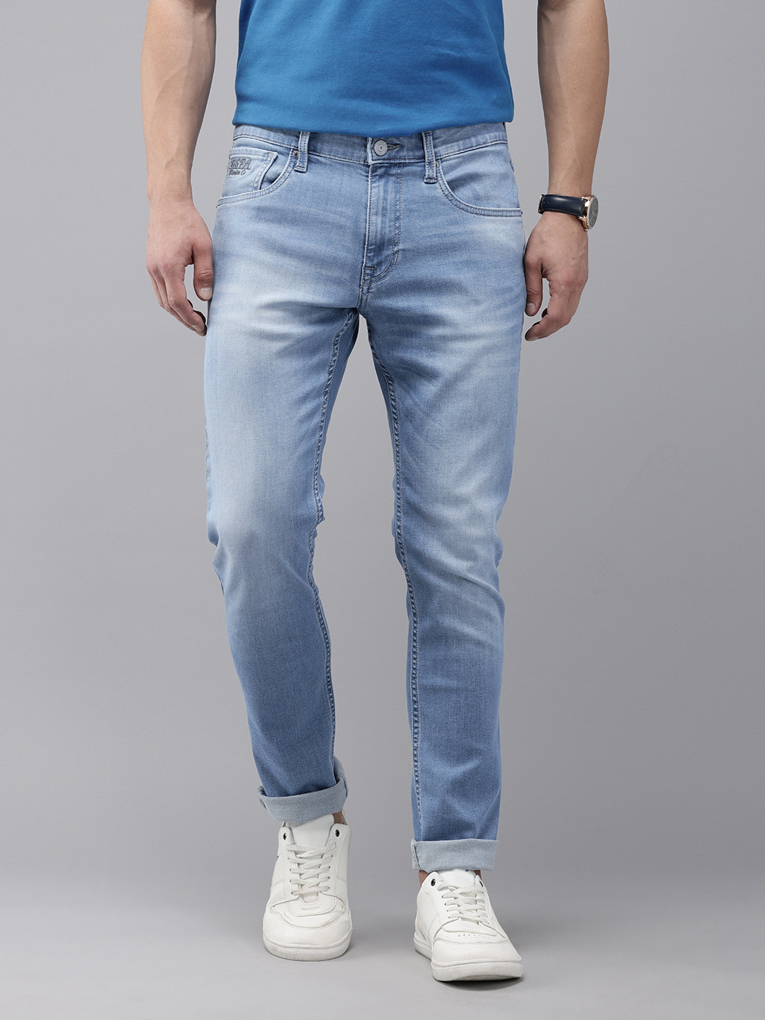 

U.S. Polo Assn. Denim Co. Men Brandon Slim Tapered Fit Light Fade Stretchable Jeans, Blue