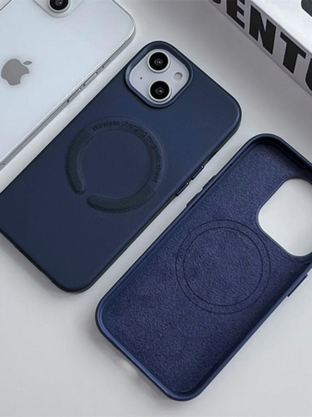 

TREEMODA iPhone 13 Leather Back Case, Navy blue