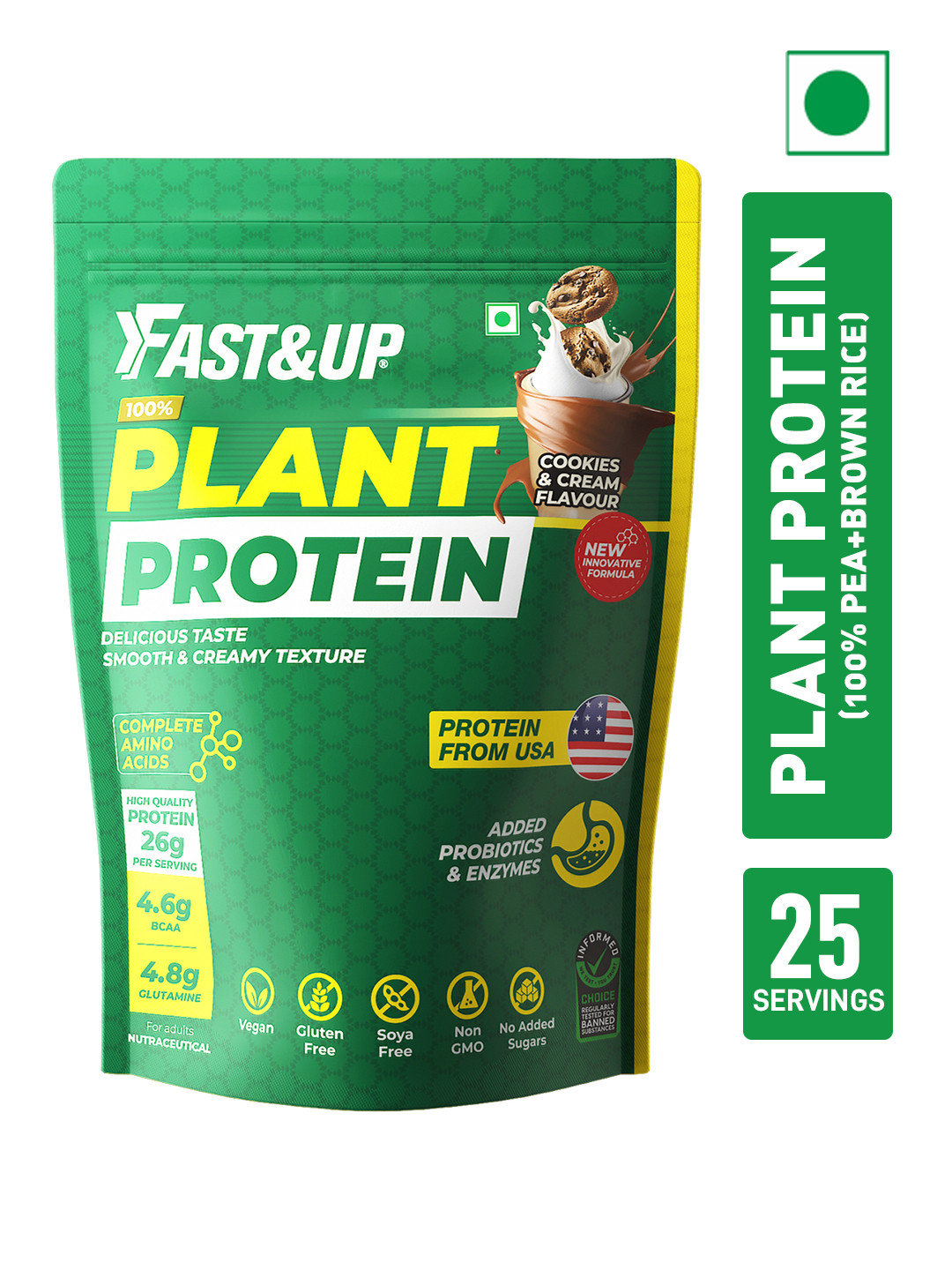 

FAST&UP 100% Plant Protein with Smooth & Creamy Texture - 25 Servings, Brown