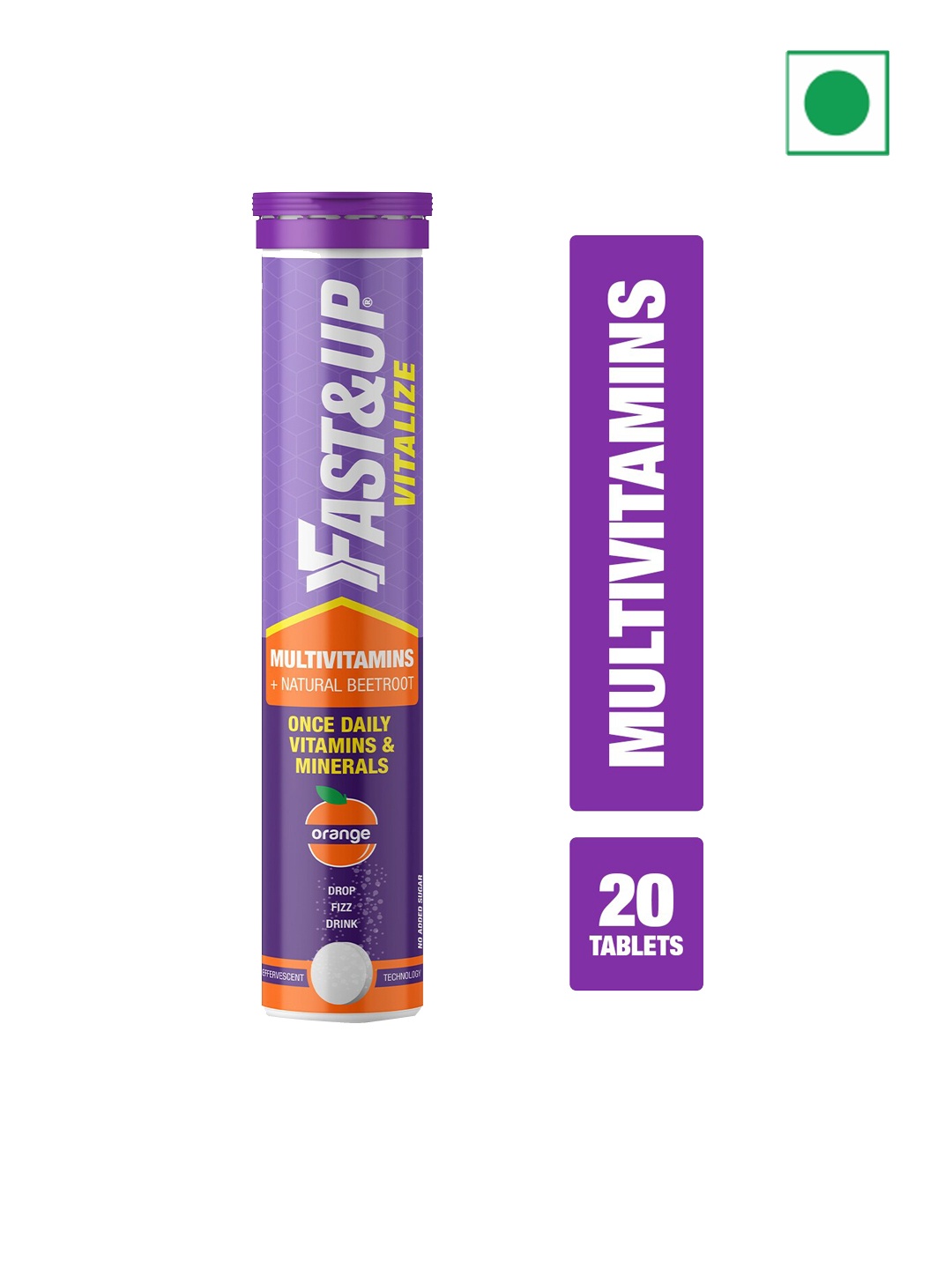 

FAST&UP Vitalize Multivitamins - Orange Flavour - 20 Effervescent Tablets, Purple
