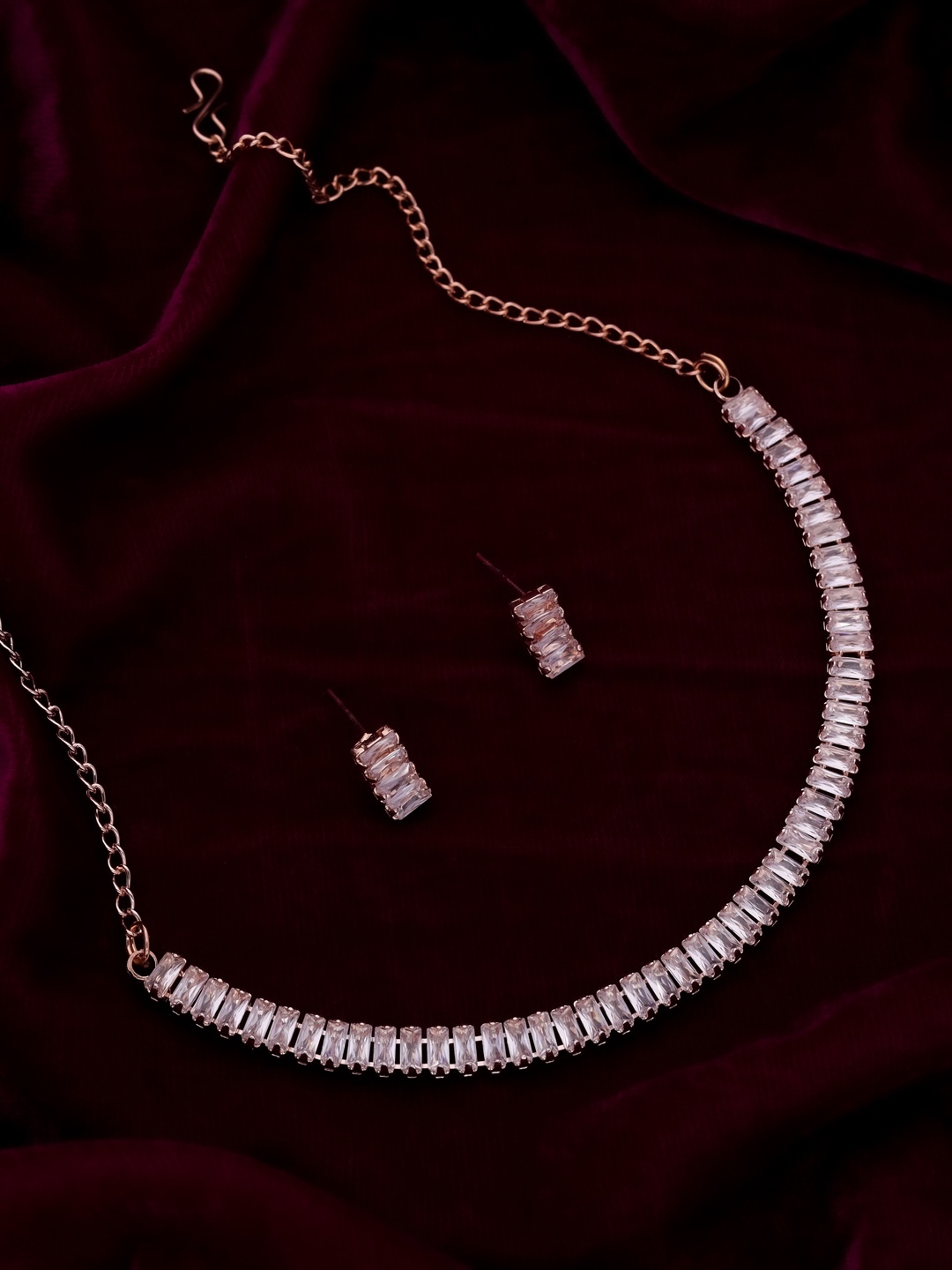 

Brado Jewellery Rose Gold-Plated American Diamond Jewellery Set