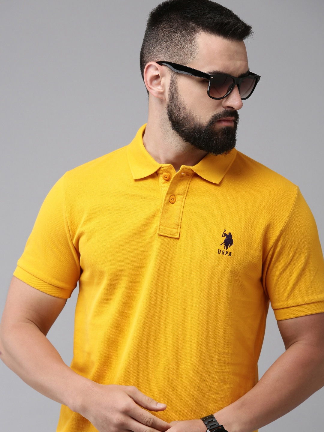 

U.S. Polo Assn. Polo Collar Pure Cotton Slim Fit T-shirt, Yellow
