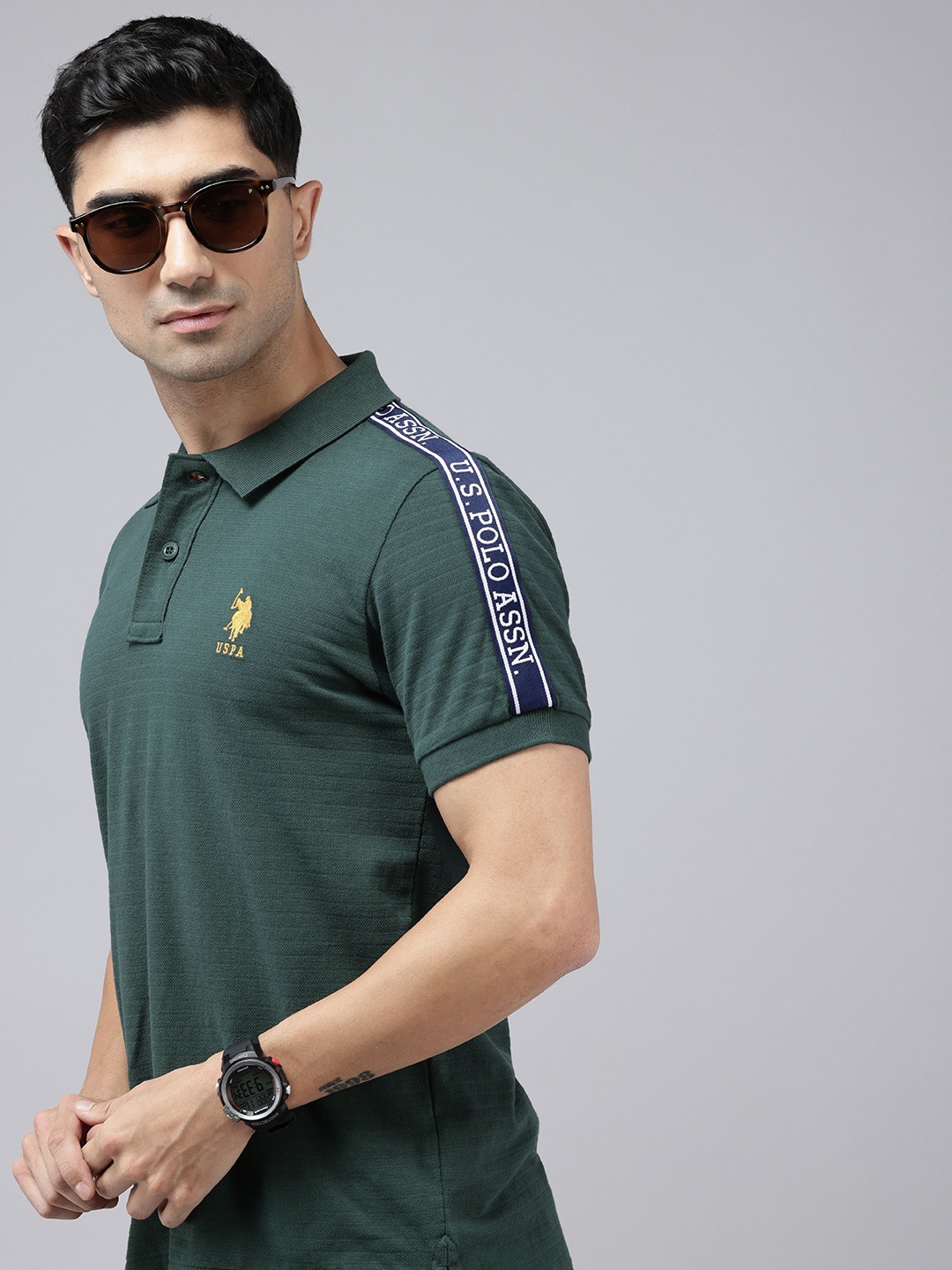 

U.S. Polo Assn. Polo Collar Pure Cotton Slim Fit T-shirt, Green