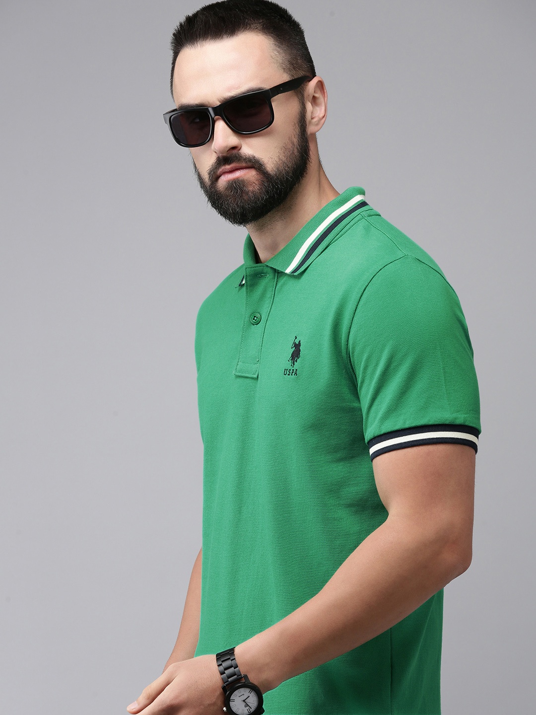 

U.S. Polo Assn. Polo Collar Pure Cotton Slim Fit T-shirt, Green