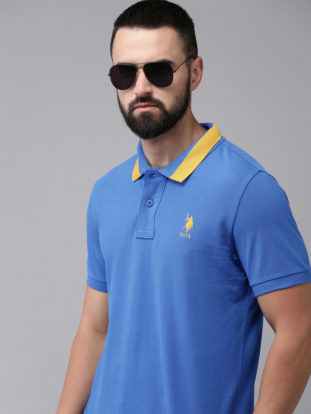 

U.S. Polo Assn. Men Polo Collar Pure Cotton T-shirt, Blue