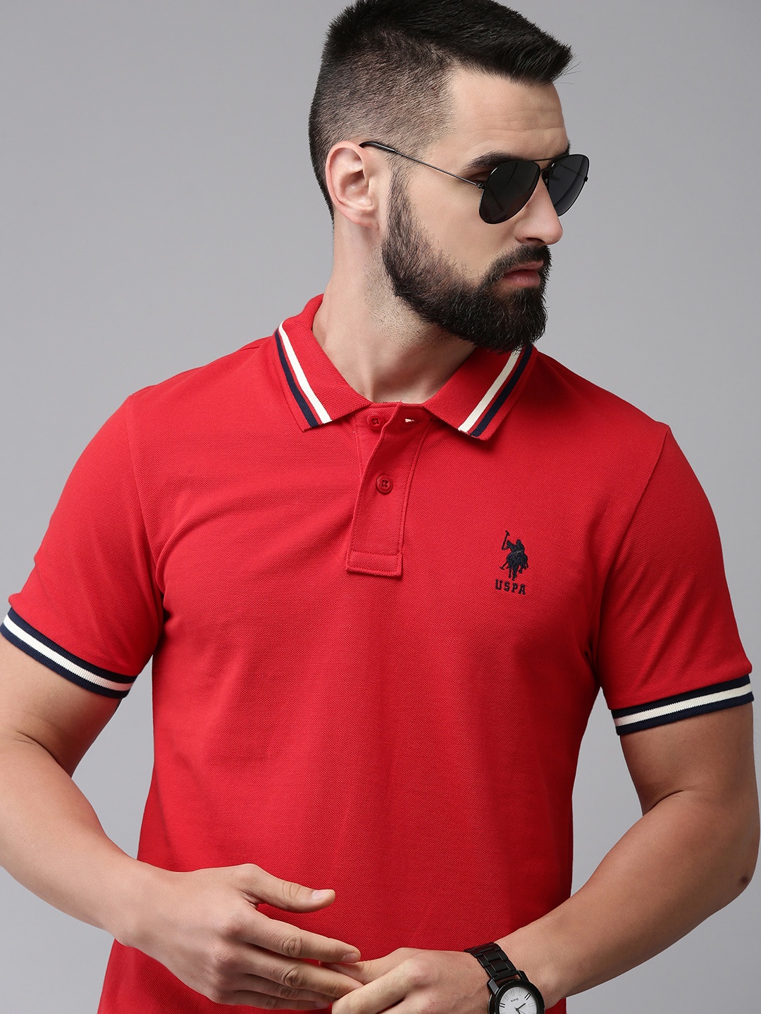 

U.S. Polo Assn. Polo Collar Pure Cotton Slim Fit T-shirt, Red