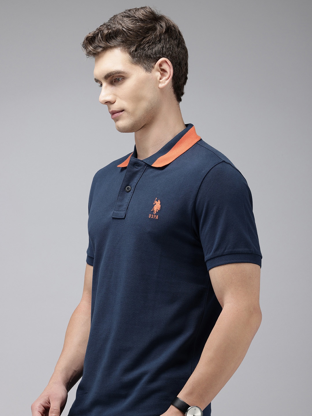 

U.S. Polo Assn. Pure Cotton Polo Collar Slim Fit T-shirt, Navy blue