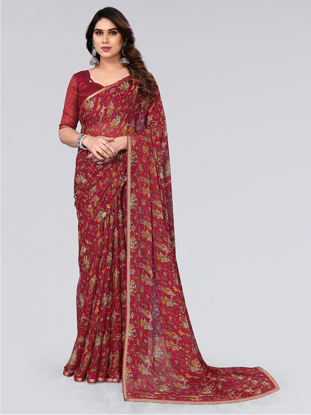 

KALINI Ethnic Motifs Printed Saree, Maroon