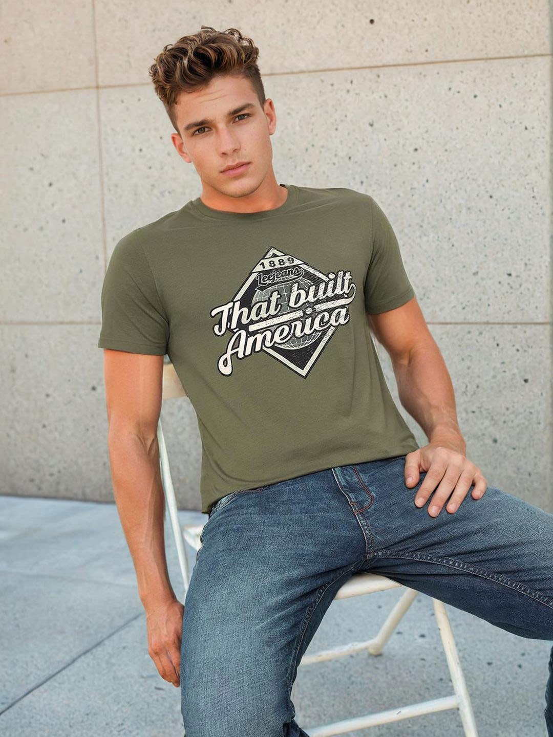 

Lee Typography Printed Cotton Slim Fit T-shirt, Green