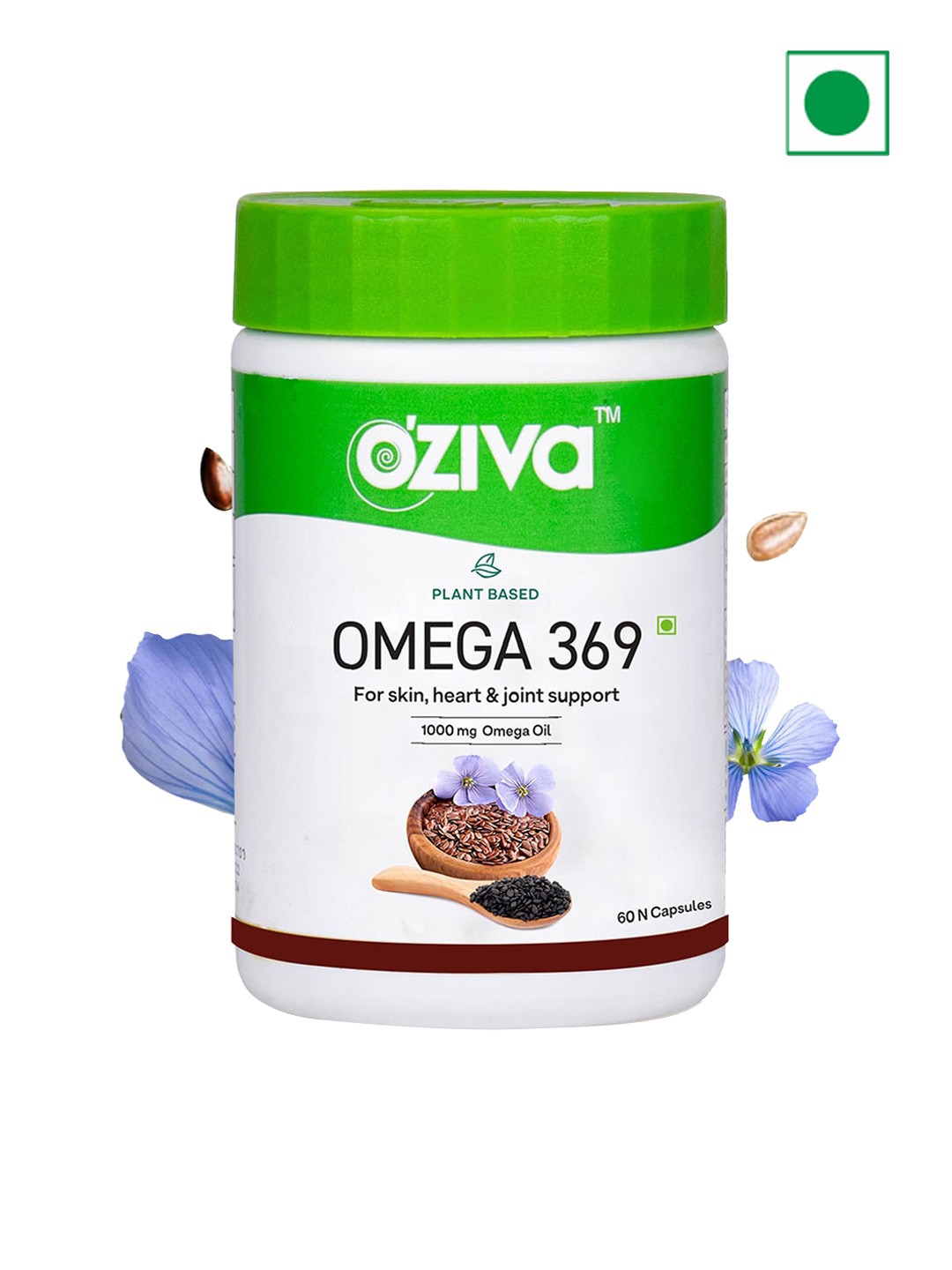 

OZiva Plant Based Omega 369 - 60 Tablets, Green