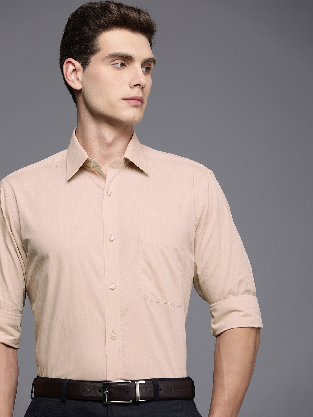 

Raymond Slim Fit Pure Cotton Formal Shirt, Beige