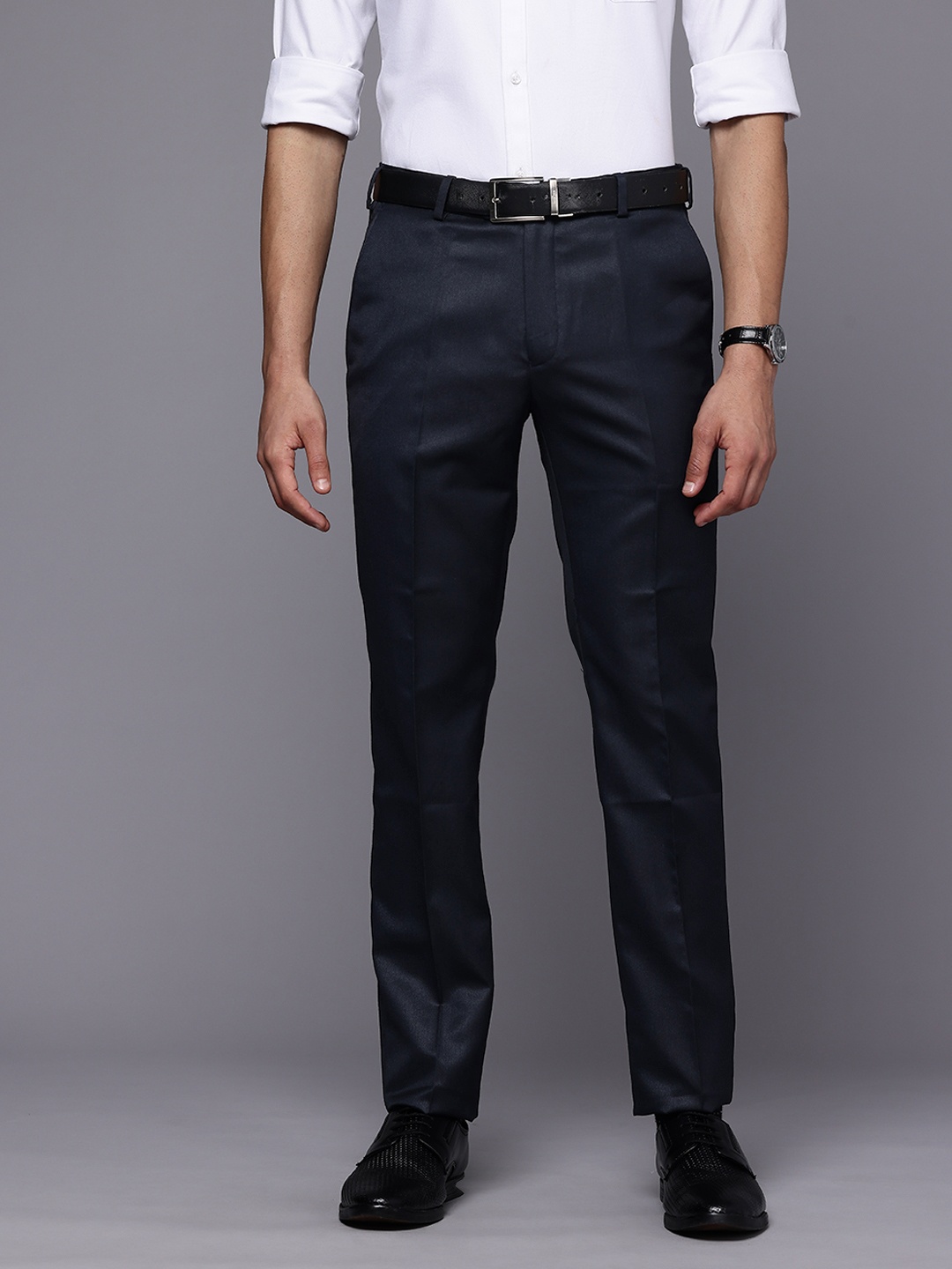 

Raymond Men Slim Fit Formal Trousers, Navy blue