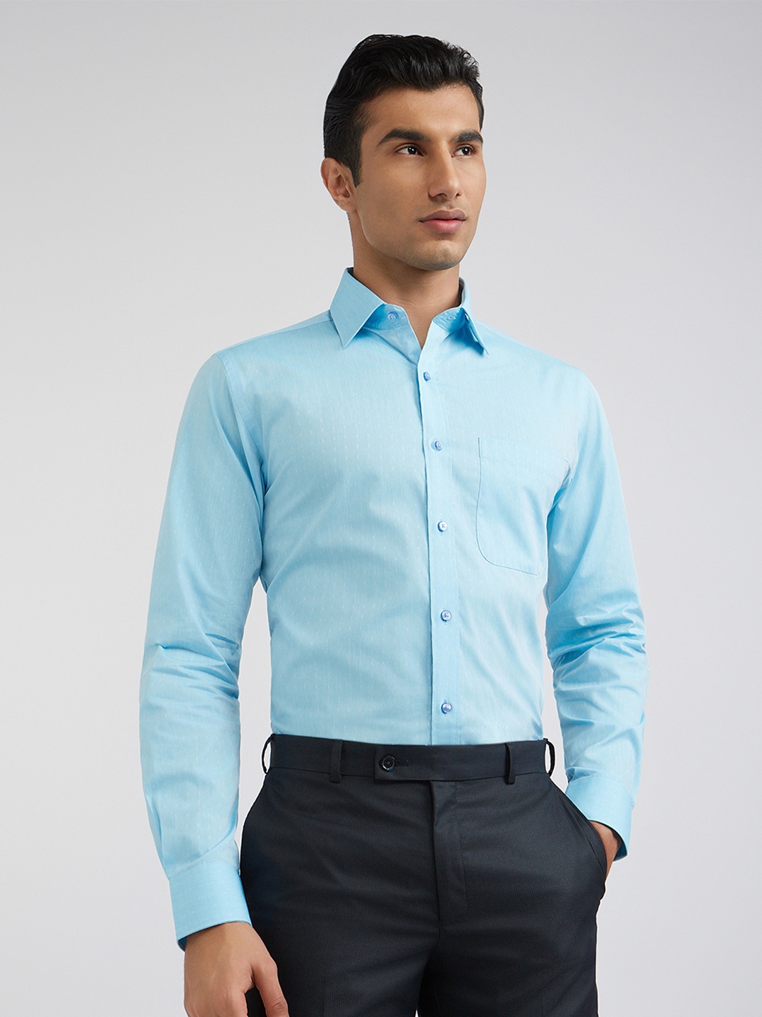 

Raymond Slim Fit Pure Cotton Formal Shirt, Blue