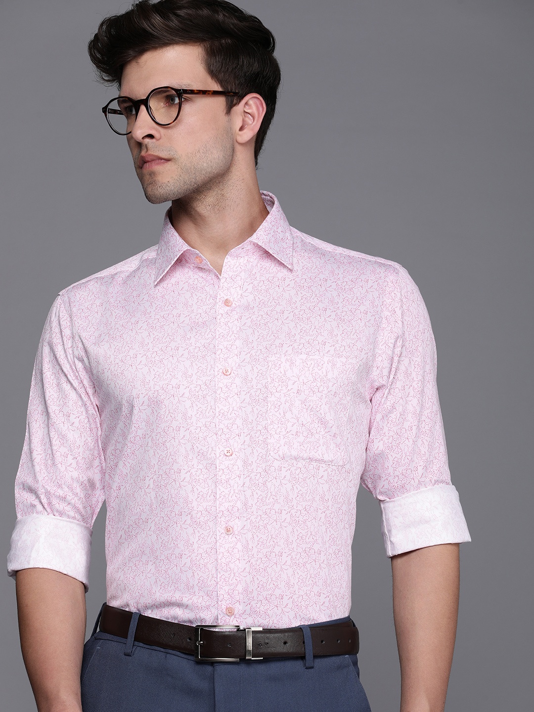 

Raymond Slim Fit Self Design Floral Pure Cotton Formal Shirt, White