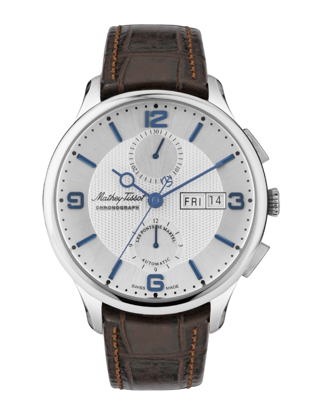 

Mathey-Tissot Men Textured Dial & Stainless Steel Straps Analogue Watch H1886CHATAI, White