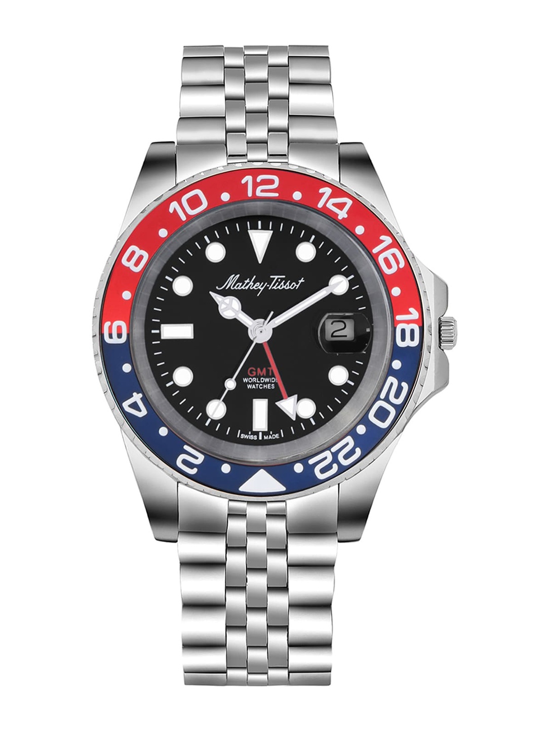 

Mathey-Tissot Men Dial & Stainless Steel Bracelet Style Straps Analogue Watch H903ATAR, Black