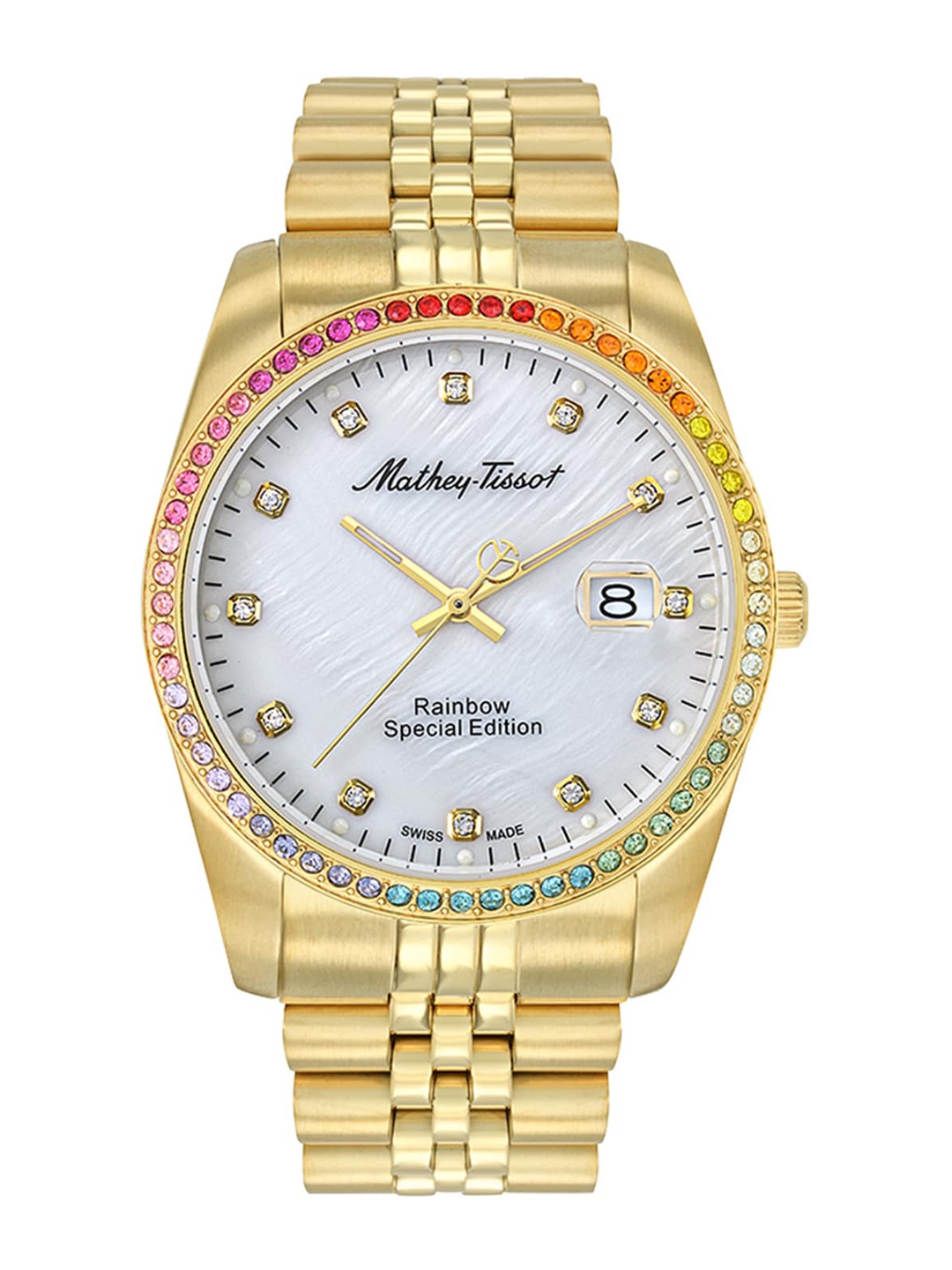 

Mathey-Tissot Swiss Made Men Stainless Steel Bracelet Style Analogue Watch H809PQYI, Gold