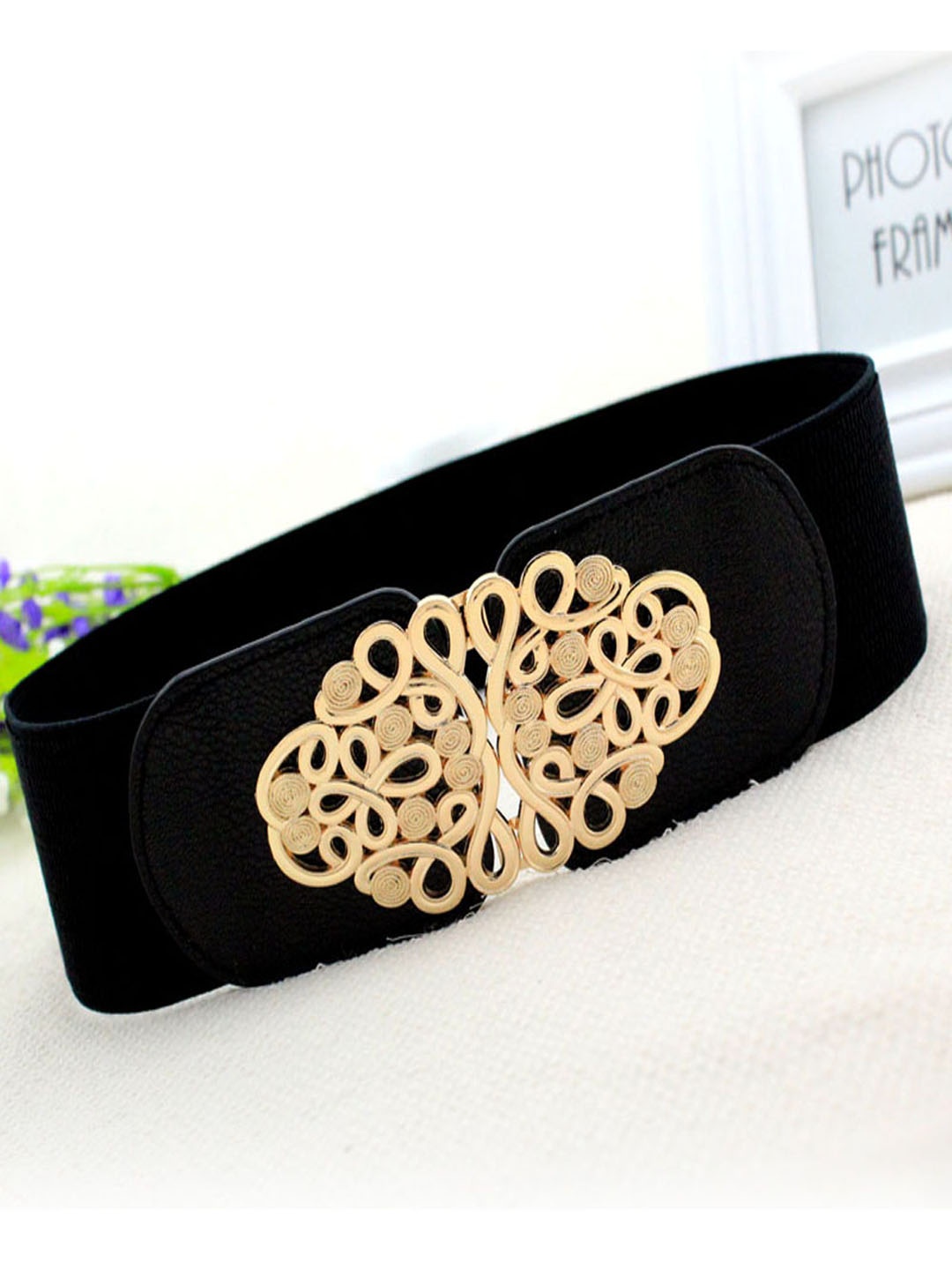 

Shining Diva Fashion Women Wide Belt, Black