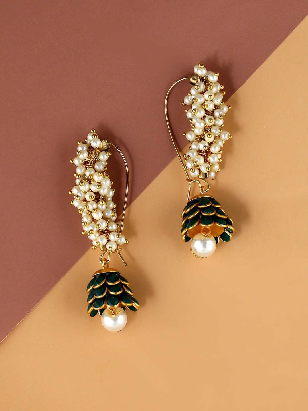 

CELEBRAVO Brass-Plated Classic Drop Earrings, Green