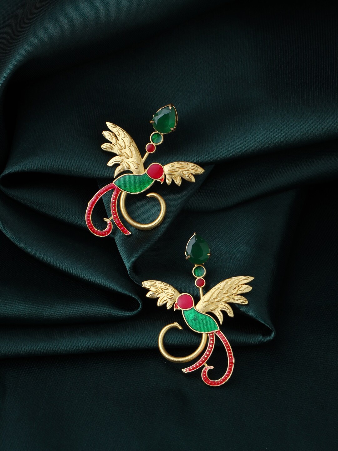 

CELEBRAVO Brass-Plated Animal Shaped Studs Earrings, Green
