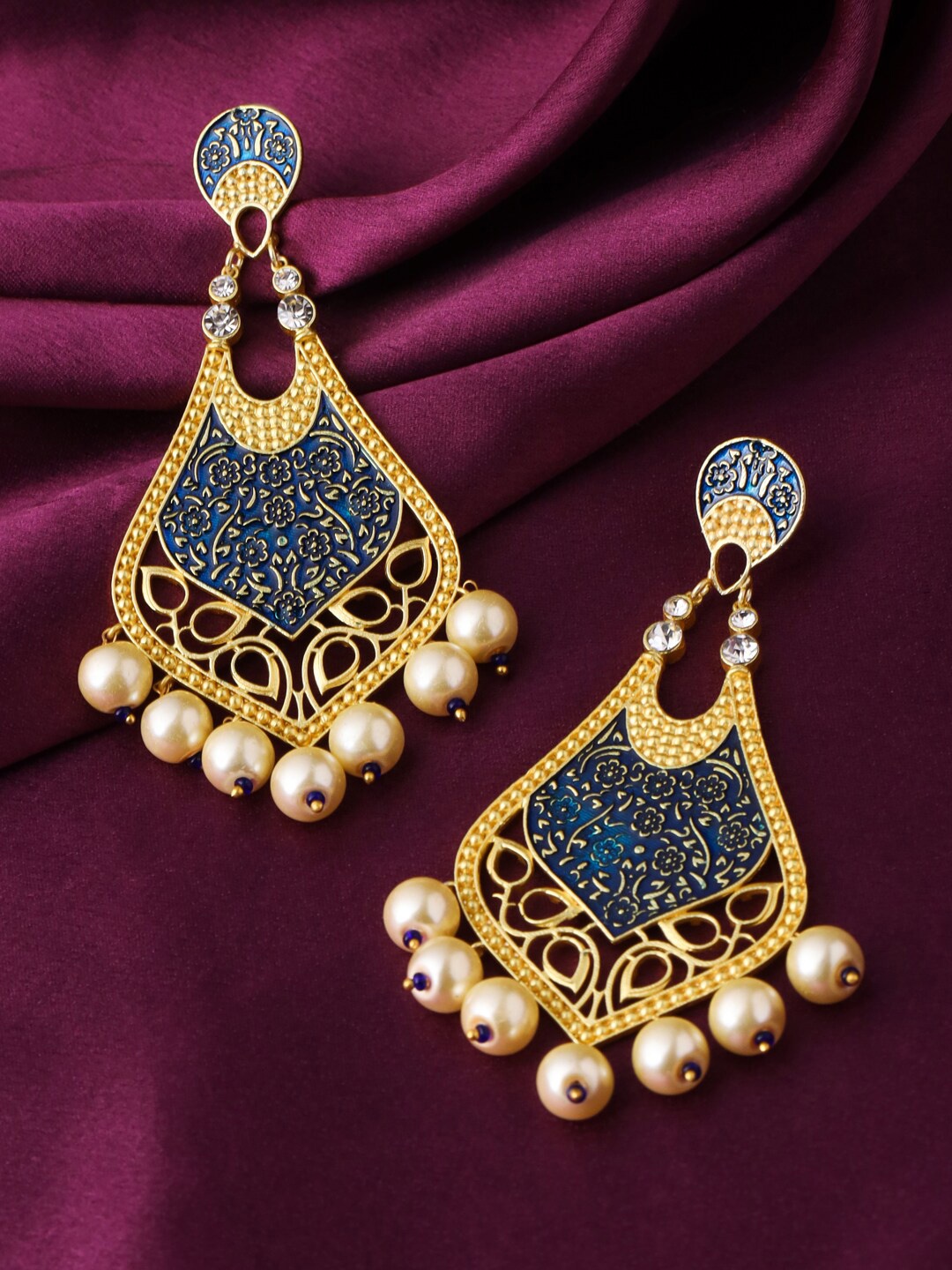 

CELEBRAVO Brass-Plated Contemporary Drop Earrings, Blue