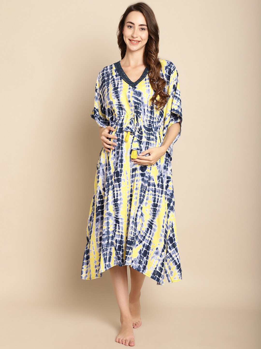 

Secret Wish Printed Maternity Kaftan Nightdress, Blue