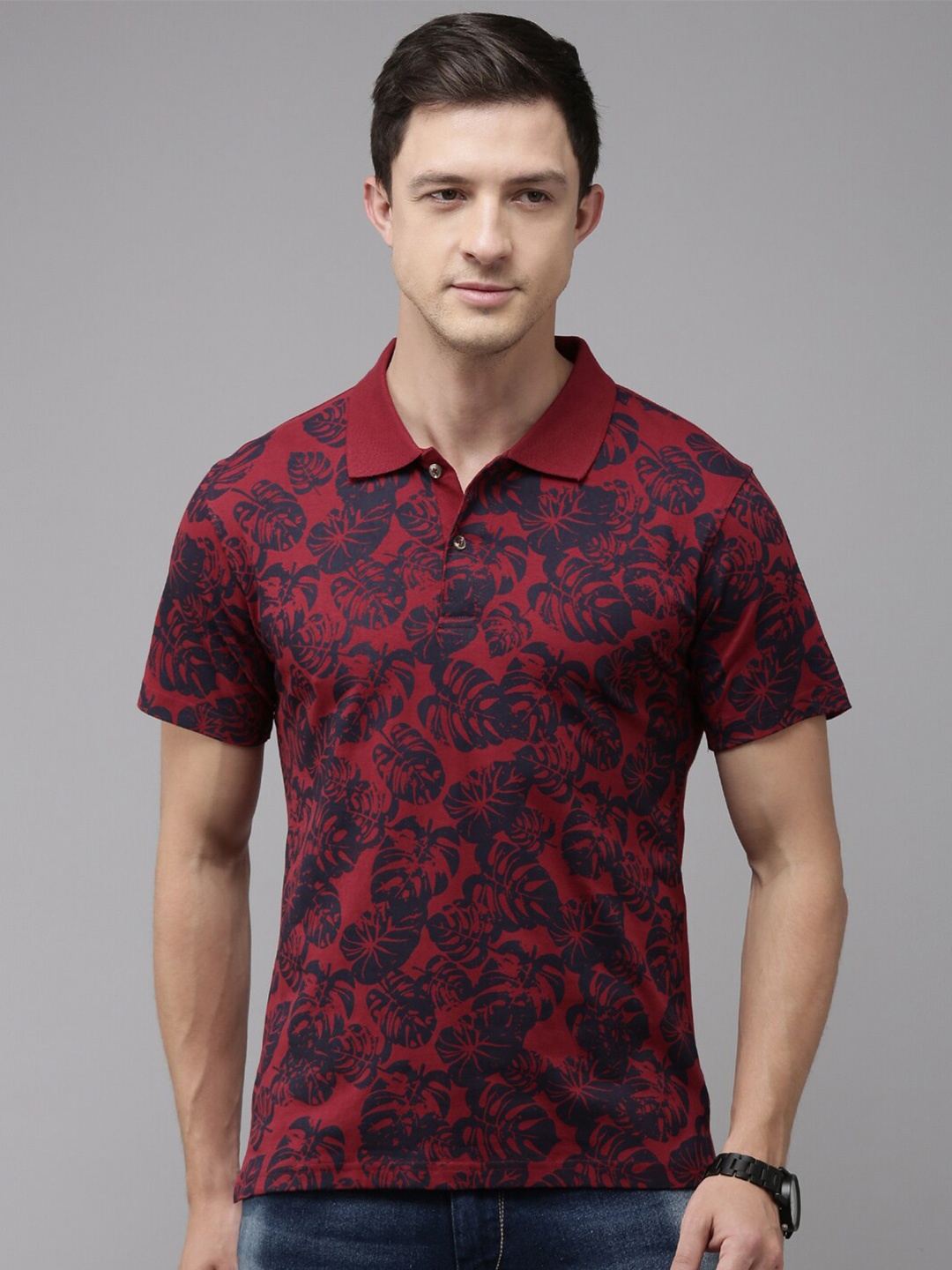 

Kryptic Pure Cotton Printed Short Sleeve Polo T-shirt, Maroon