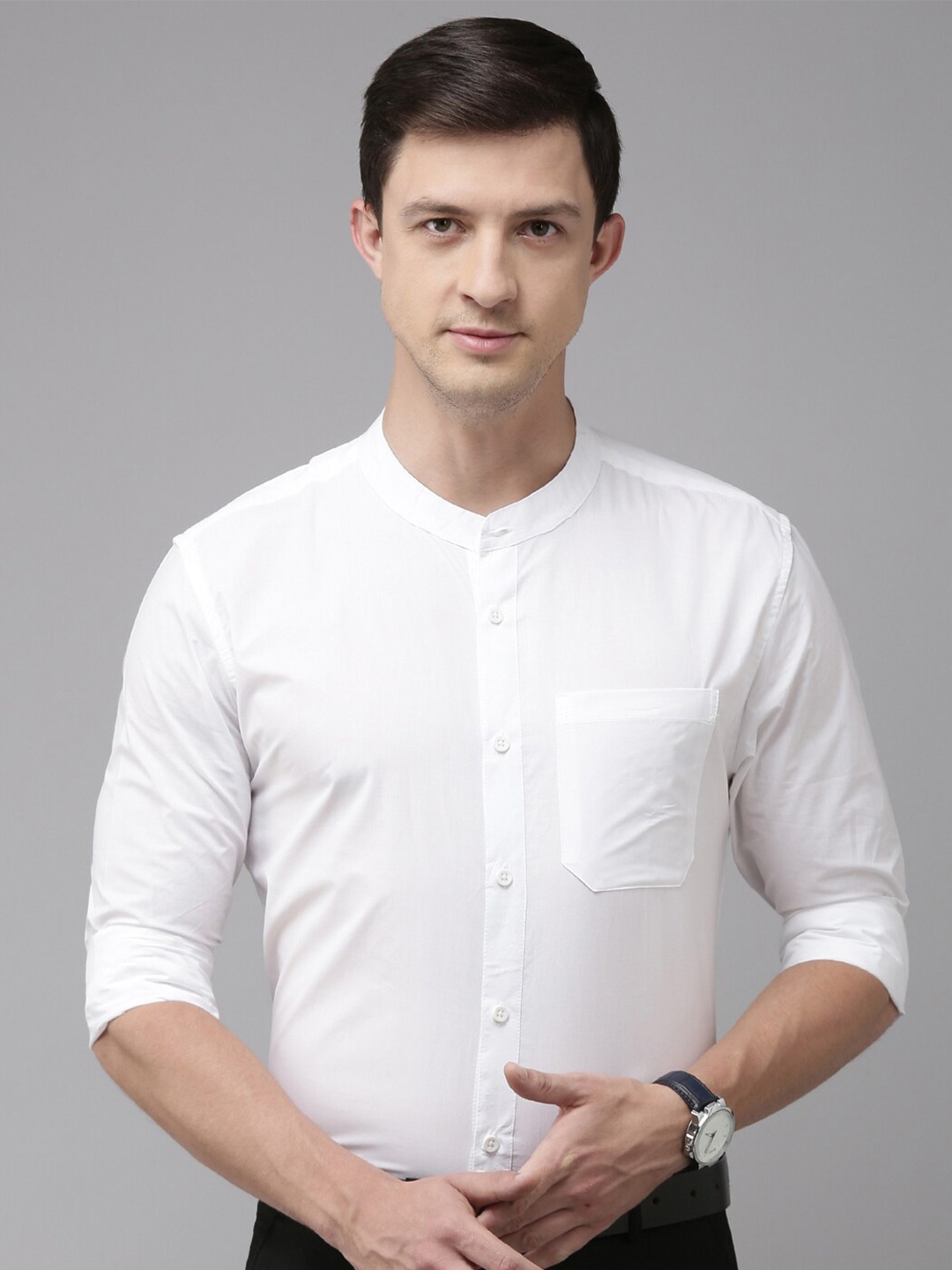 

Kryptic Smart Band Collar Pure Cotton Formal Shirt, White