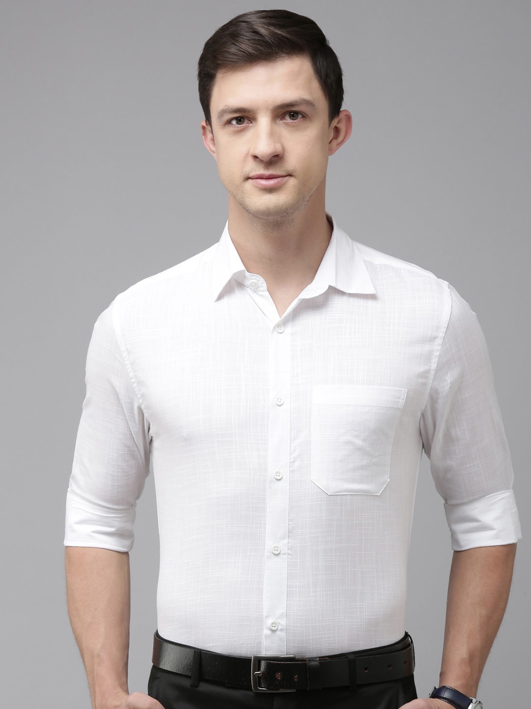 

Kryptic Smart Spread Collar Pure Cotton Formal Shirt, White