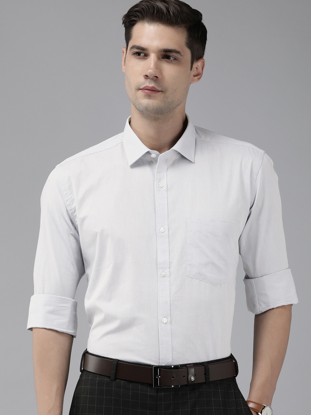 

Park Avenue Men Slim Fit Pure Cotton Formal Shirt, Grey