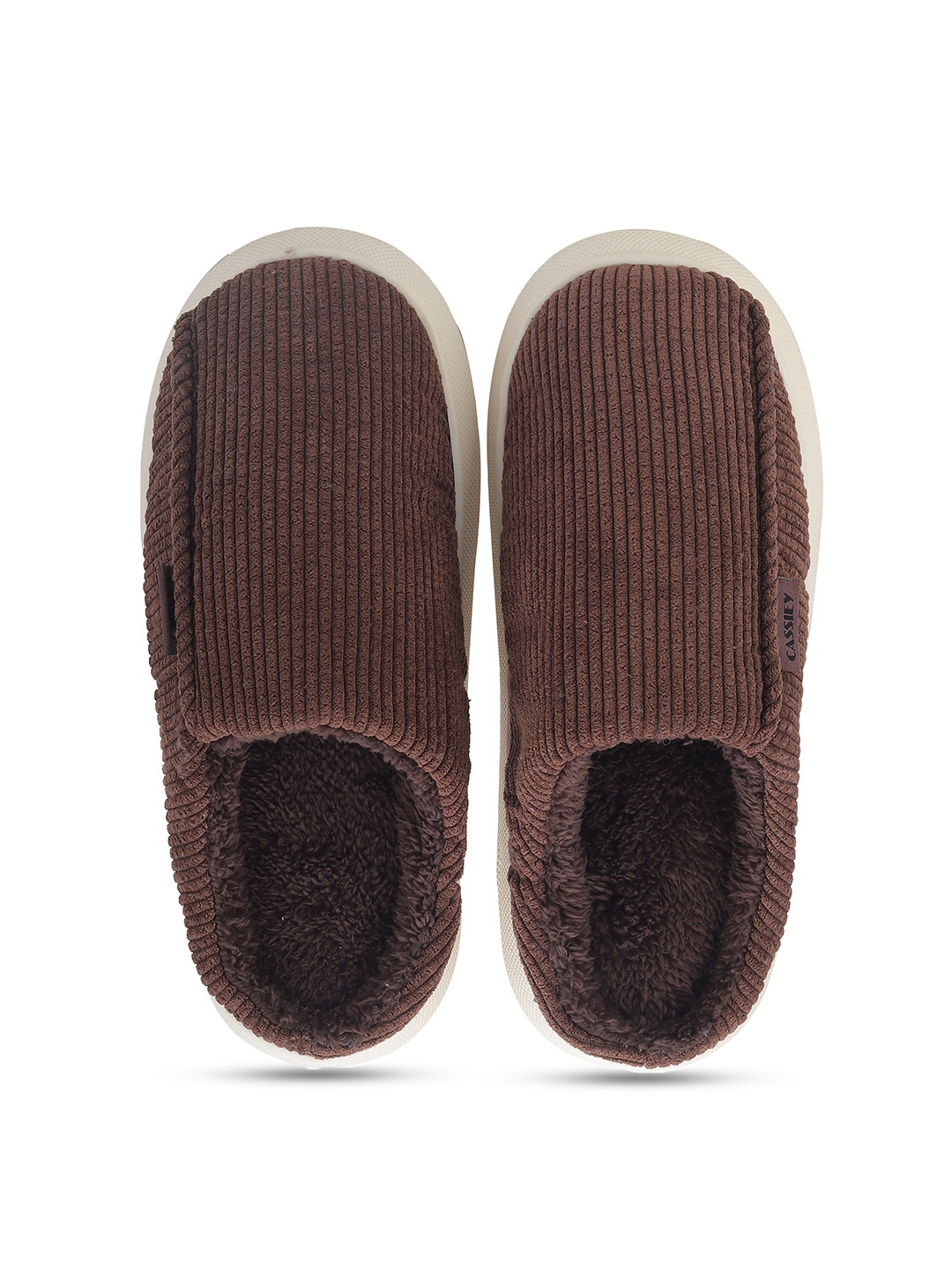 

CASSIEY Men Self Design Fur Room Slippers, Brown