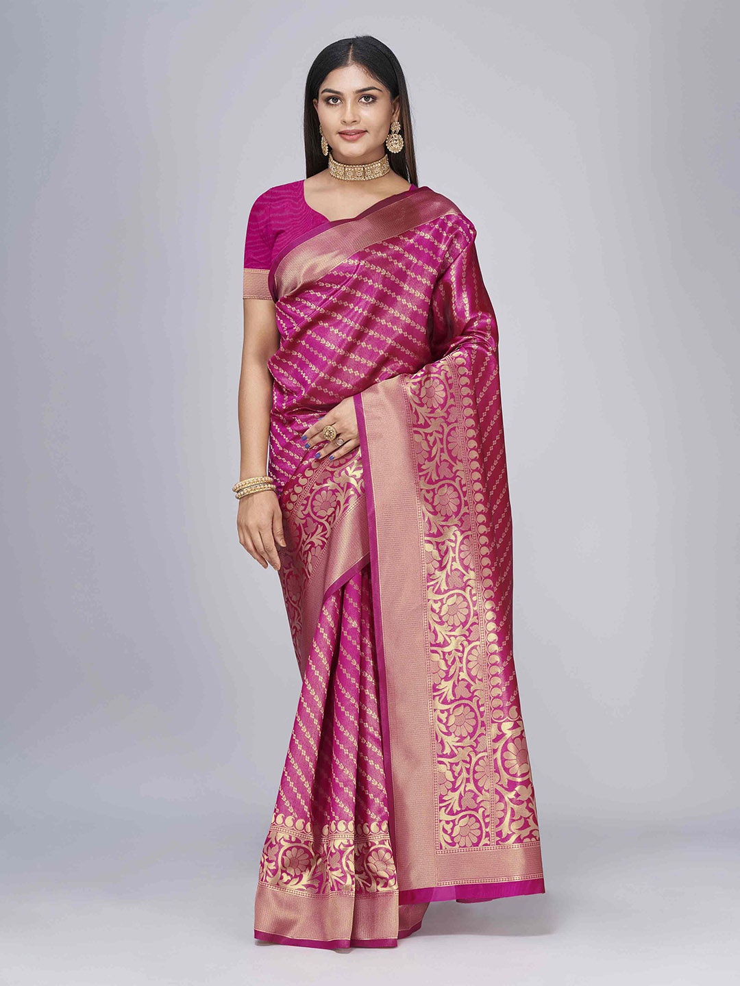 

choiceit Woven Design Zari Banarasi Saree, Fuchsia