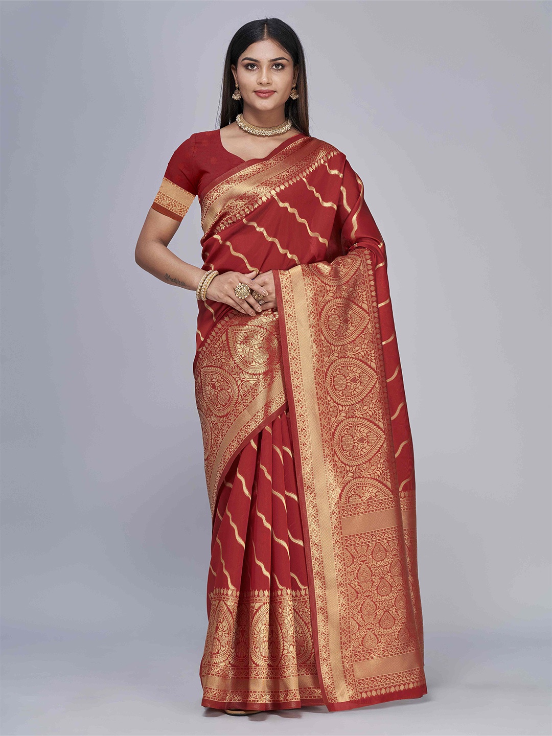 

choiceit Woven Design Zari Banarasi Saree, Red