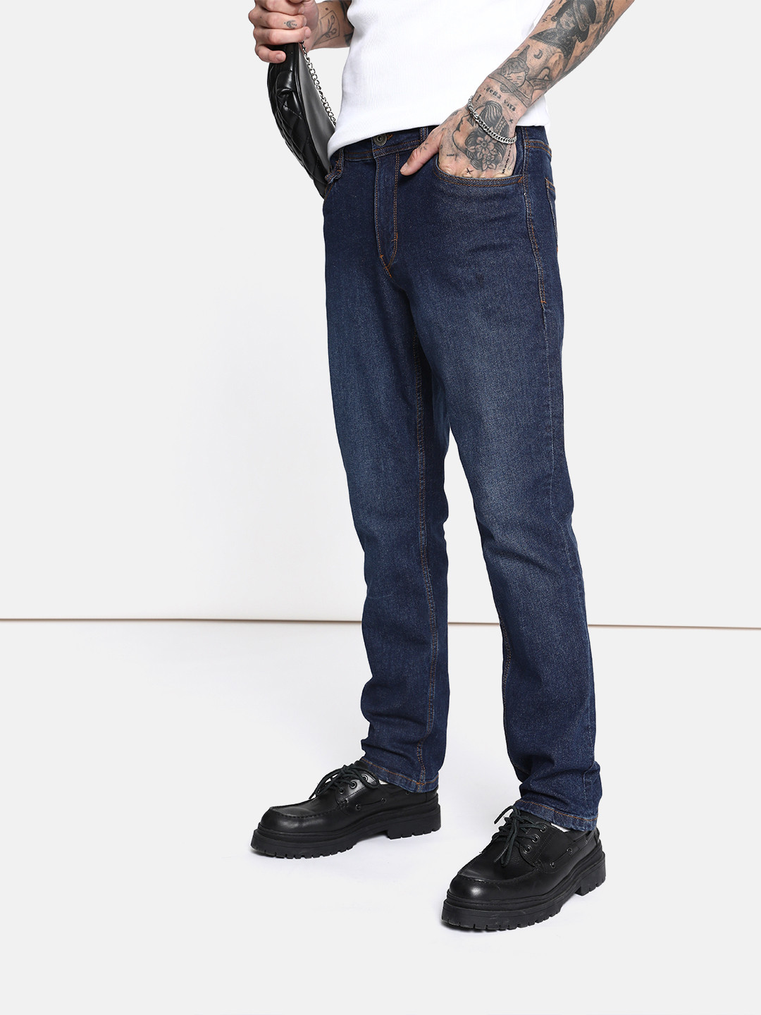 

The Roadster Lifestyle Co. Men Slim Fit Stretchable Jeans, Navy blue