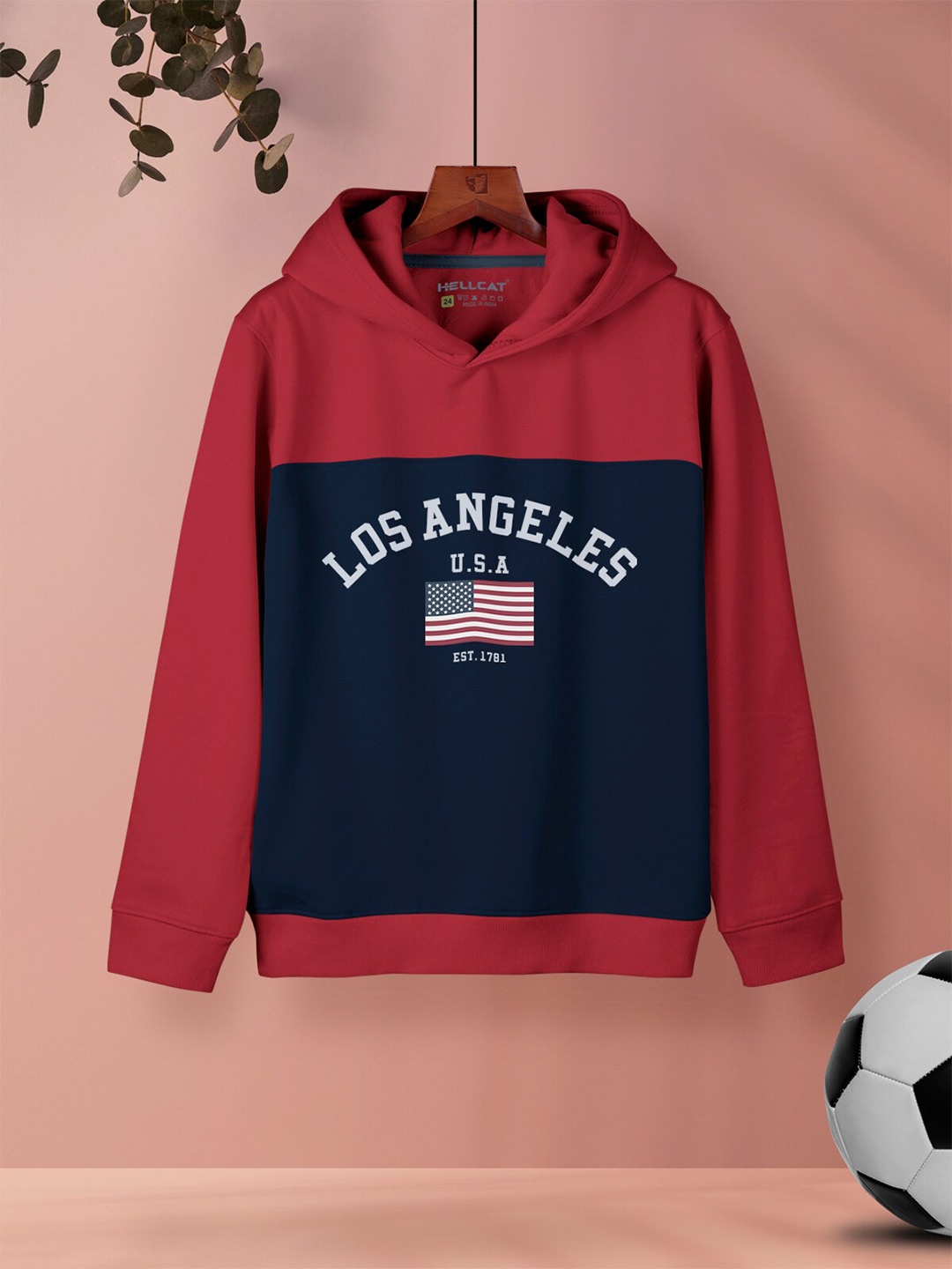 

HELLCAT Girls Printed Hooded Sweatshirt, Maroon