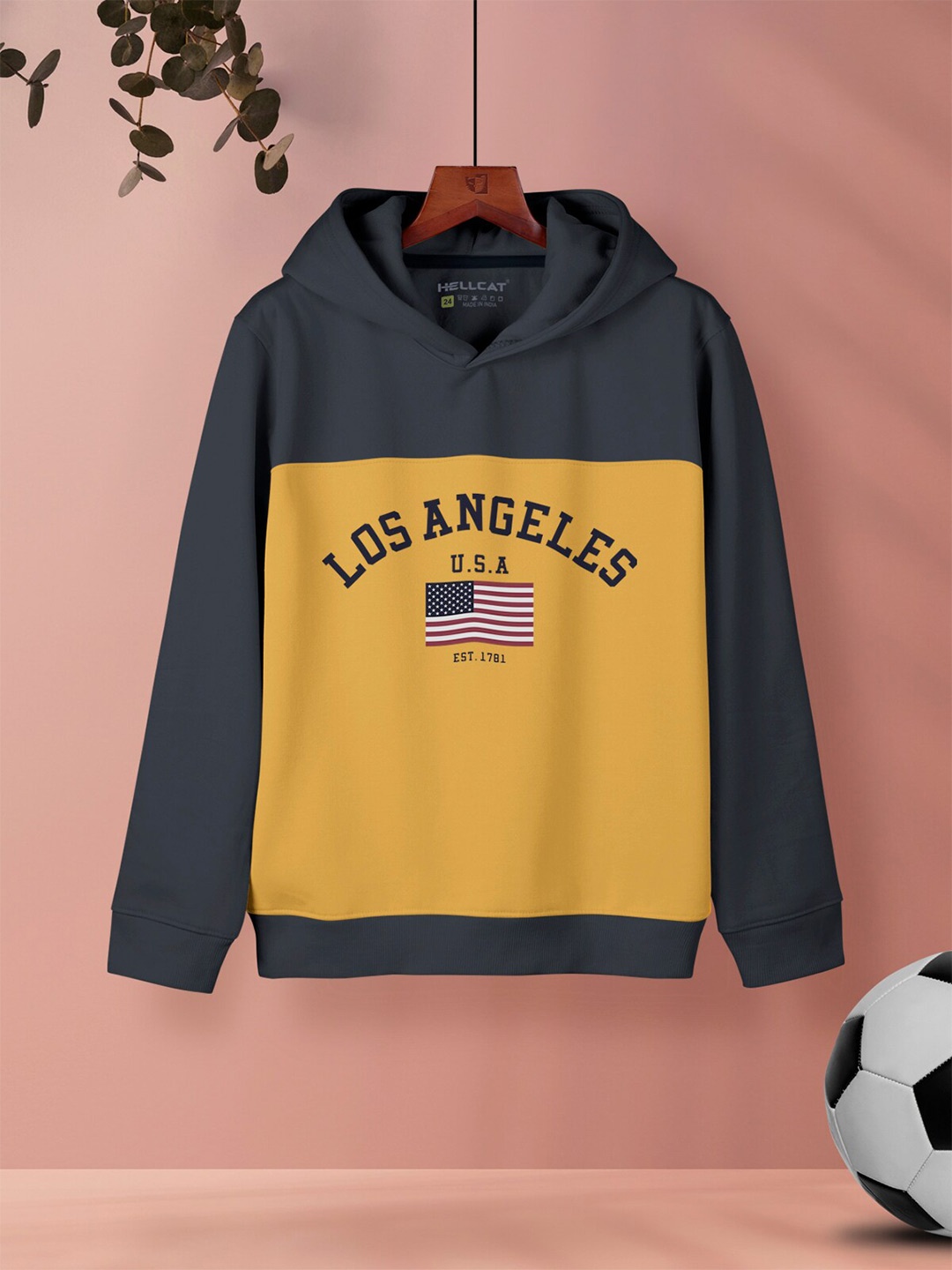 

HELLCAT Girls Colourblocked Hooded Cotton Sweatshirt, Grey