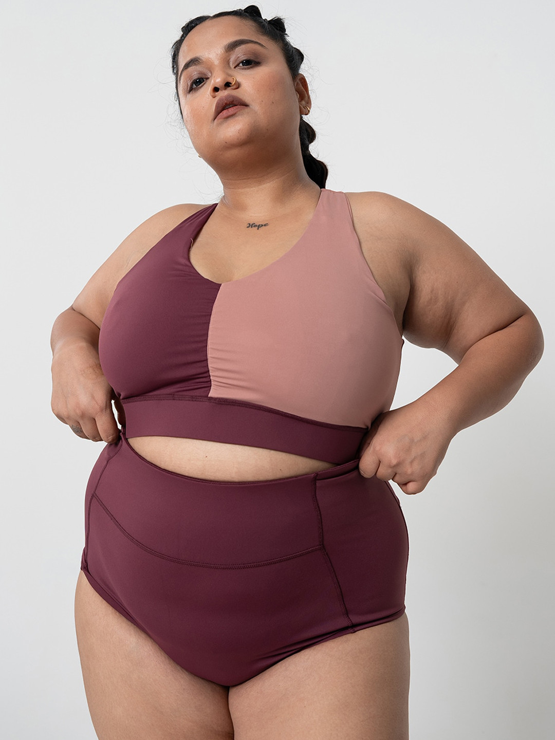 

SPIRIT ANIMAL Plus Size Women High-Waist Swim Bottoms, Mauve