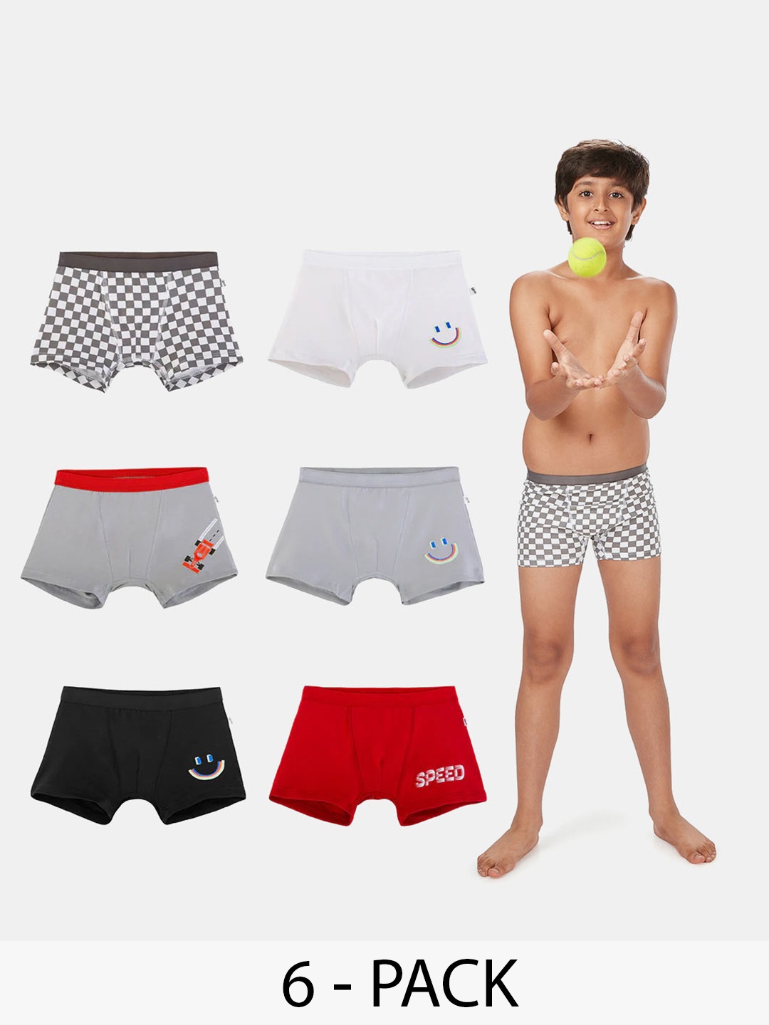 

You Got Plan B Boys Pack Of 6 Trunks BXB-MixedBag, Red