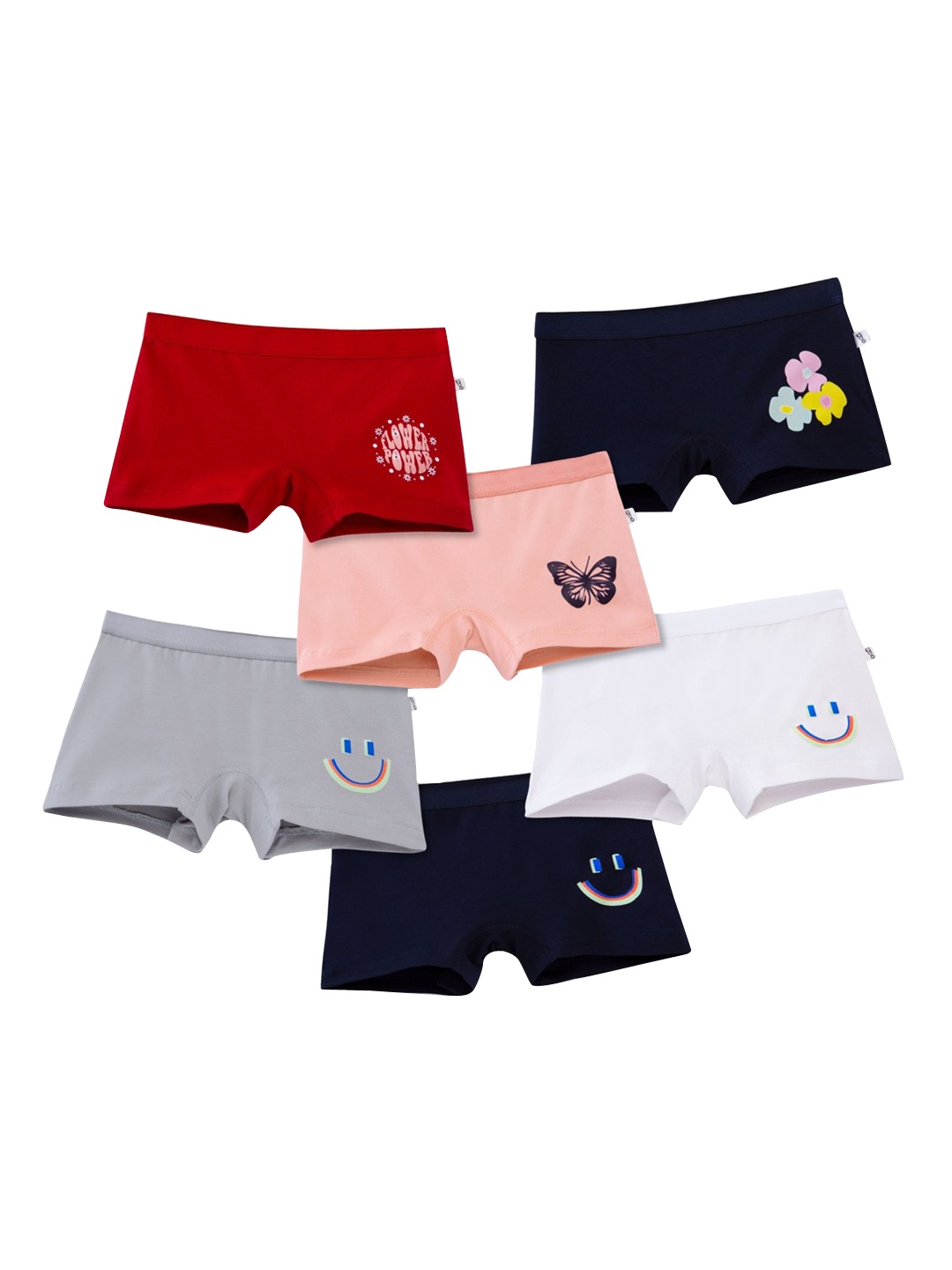 

You Got Plan B Girls Pack of 6 High Rise Anti Microbial Boxer-Style Shorts, Red