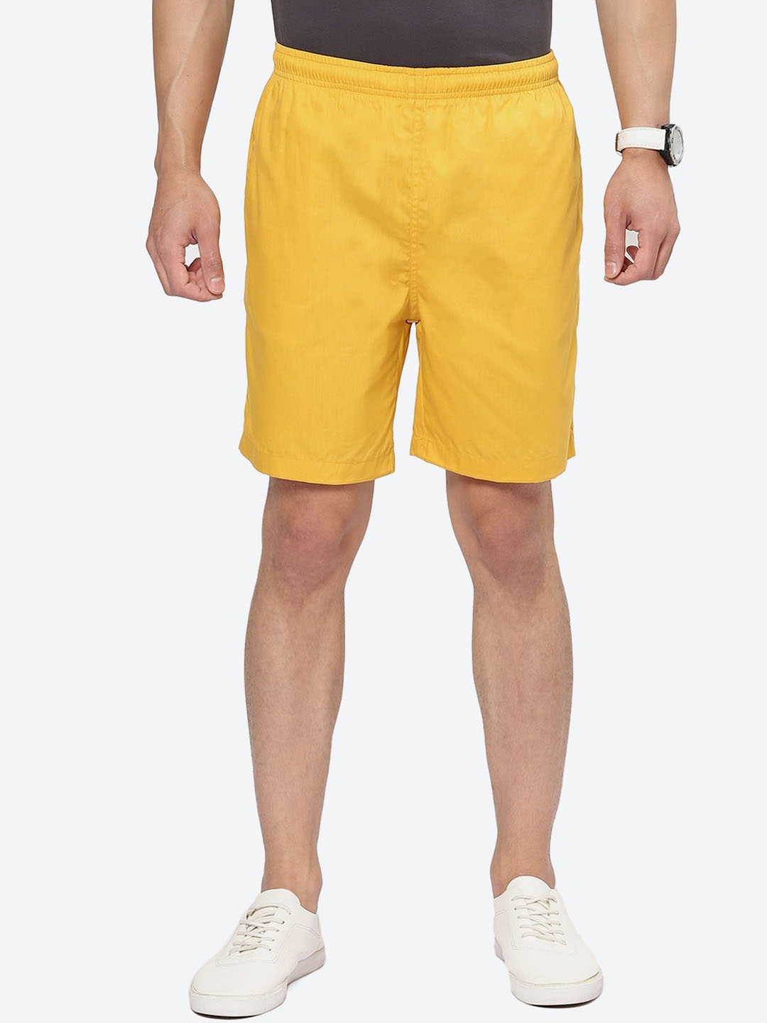 

2Bme Men Regular Fit Mid-Rise Cotton Regular Shorts, Mustard