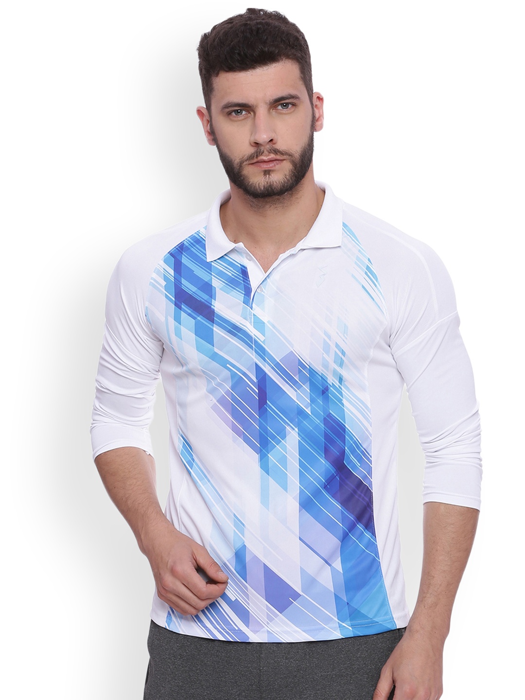 

Campus Sutra Men White Printed Polo Collar T-shirt