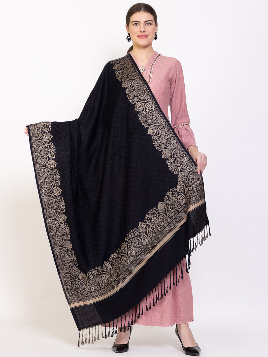 

VH Woven Designed Shawl, Black
